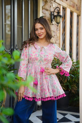 Premium ivory printed tops