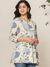 Floral print cotton peplum top