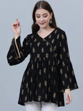 Women Cotton Black Angrakh Top for girls & women