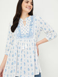 Mandarin Collar Printed Tunic