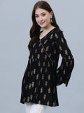 Women Cotton Black Angrakh Top for girls & women