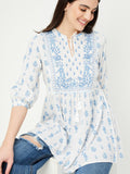 Mandarin Collar Printed Tunic