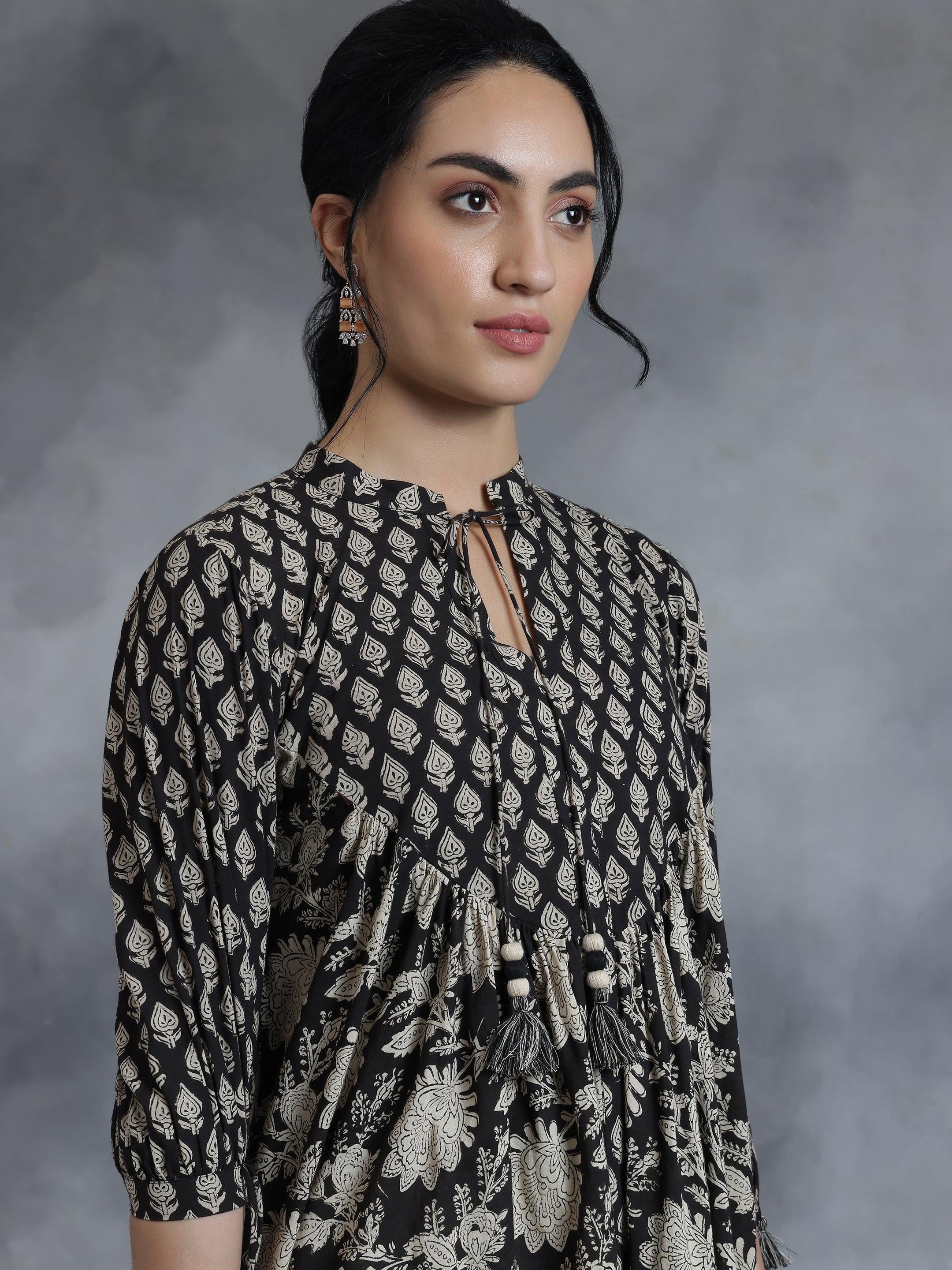 Black Orchid Cotton Kurti