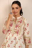 Women Cream & Coral Floral Printed Pure Cotton Top